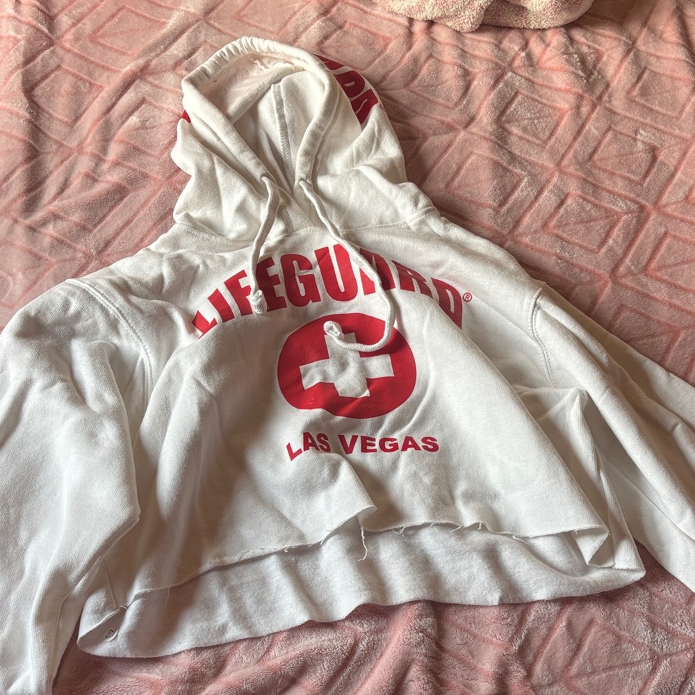 White and Red Lifeguard Hoodie